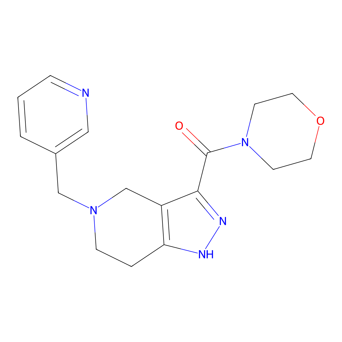 Morpholino(5-(pyridin-3-ylmethyl)-4,5,6,7-tetrahydro-1H-pyrazolo[4,3-c]pyridin-3-yl)methanone molecular structure, CAS 1775435-26-1
