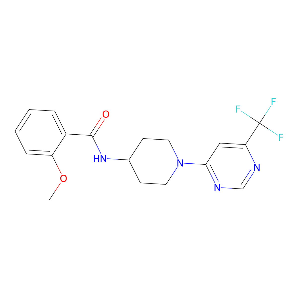 2-methoxy-N-{1-[6-(trifluoromethyl)pyrimidin-4-yl]piperidin-4-yl}benzamide molecular structure, CAS 1775435-49-8