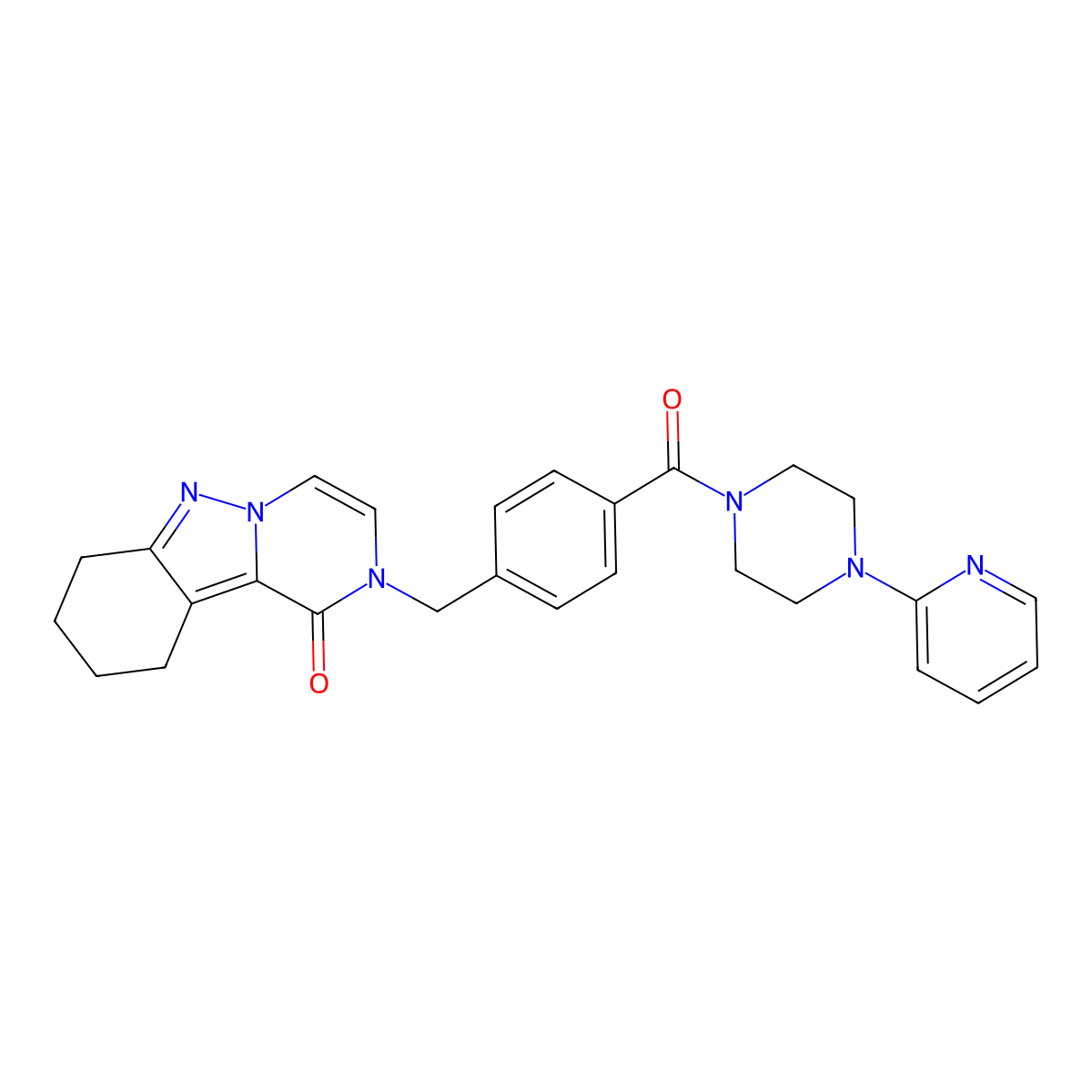 2-({4-[4-(Pyridin-2-YL)piperazine-1-carbonyl]phenyl}methyl)-1H,2H,7H,8H,9H,10H-pyrazino[1,2-B]indazol-1-one molecular structure, CAS 1775438-65-7