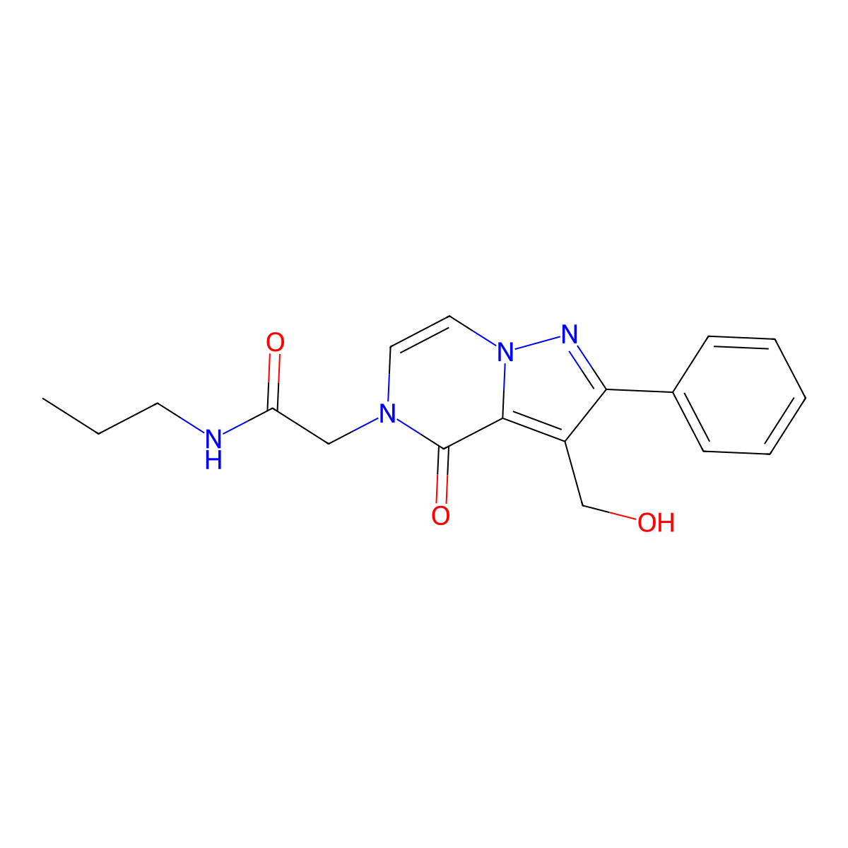 2-[3-(hydroxymethyl)-4-oxo-2-phenylpyrazolo[1,5-a]pyrazin-5(4H)-yl]-N-propylacetamide molecular structure, CAS 1775440-04-4