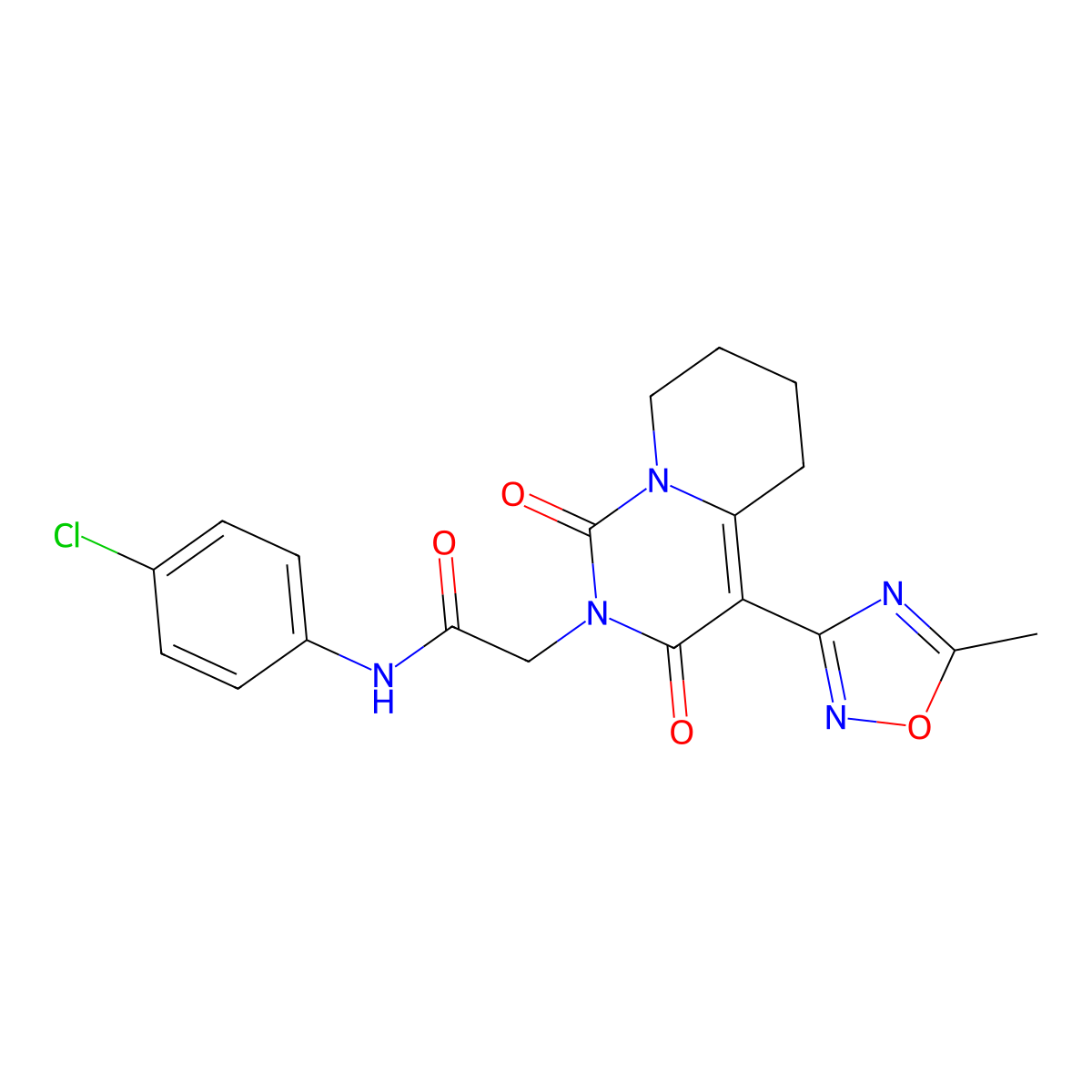 N-(4-chlorophenyl)-2-[4-(5-methyl-1,2,4-oxadiazol-3-yl)-1,3-dioxo-5,6,7,8-tetrahydro-1H-pyrido[1,2-c]pyrimidin-2(3H)-yl]acetamide molecular structure, CAS 1775440-60-2