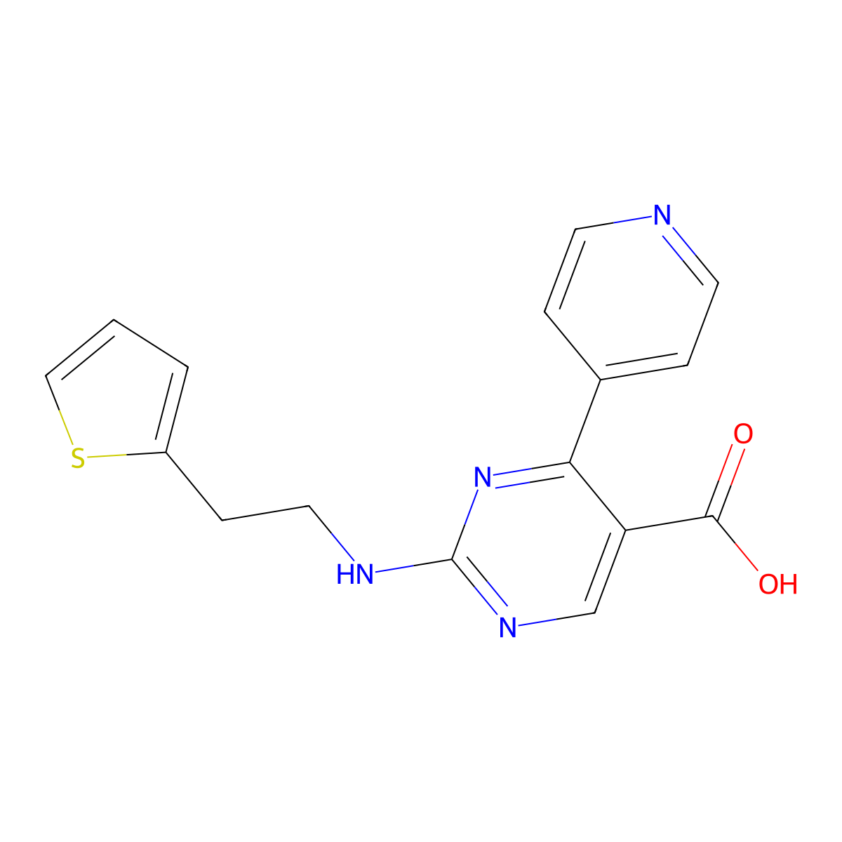 4-(Pyridin-4-yl)-2-{[2-(thiophen-2-yl)ethyl]amino}pyrimidine-5-carboxylic acid molecular structure, CAS 1775440-71-5