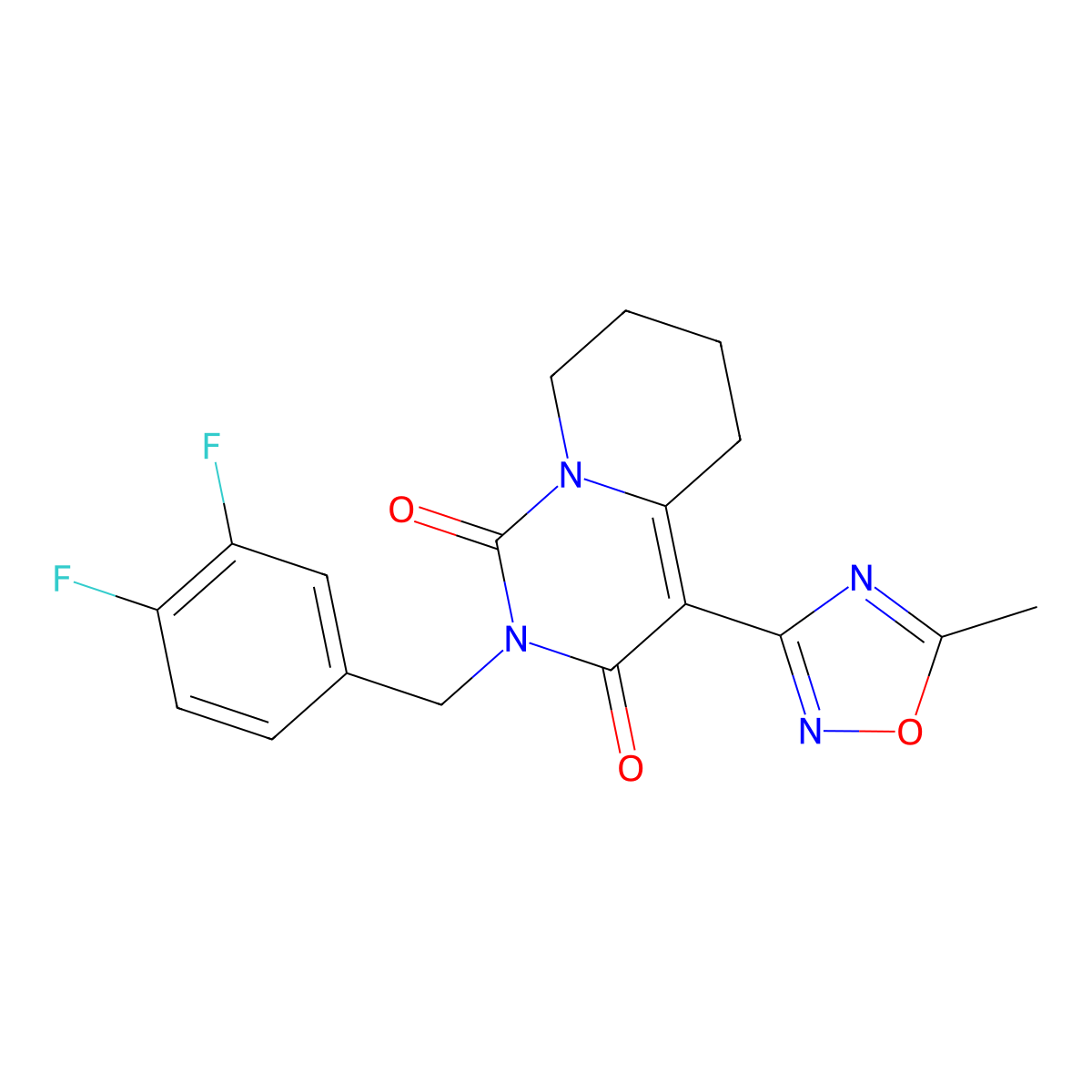 2-(3,4-difluorobenzyl)-4-(5-methyl-1,2,4-oxadiazol-3-yl)-5,6,7,8-tetrahydro-1H-pyrido[1,2-c]pyrimidine-1,3(2H)-dione molecular structure, CAS 1775440-91-9