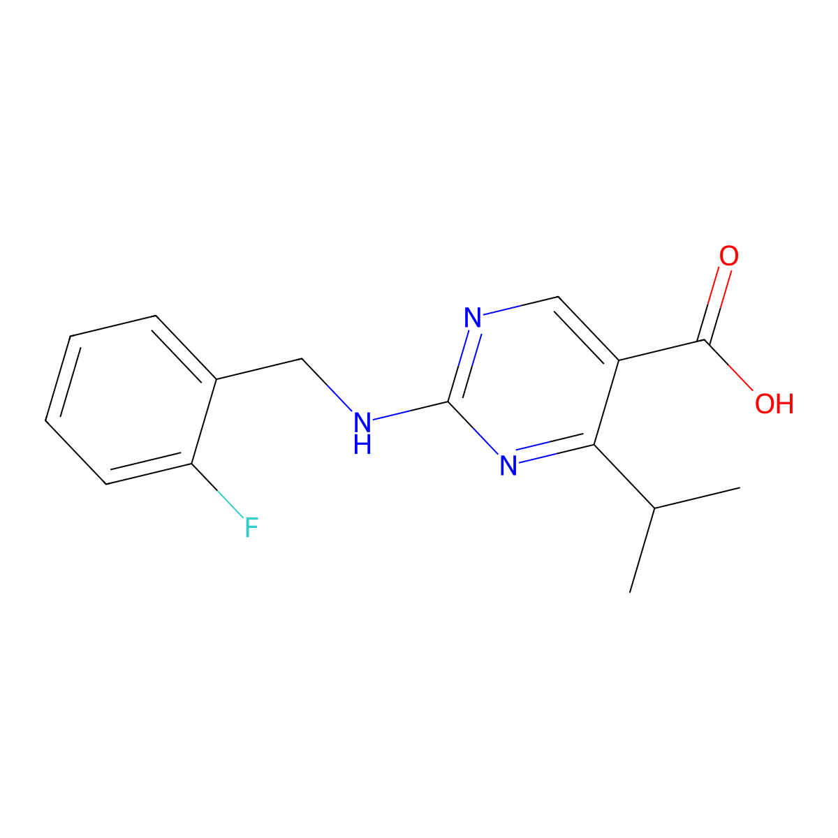 2-[(2-Fluorobenzyl)amino]-4-isopropylpyrimidine-5-carboxylic acid molecular structure, CAS 1775441-62-7