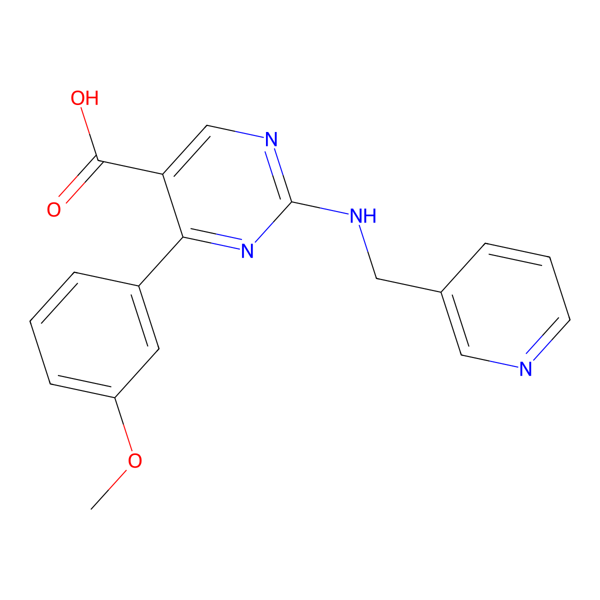 4-(3-Methoxyphenyl)-2-{[(pyridin-3-yl)methyl]amino}pyrimidine-5-carboxylic acid molecular structure, CAS 1775441-66-1