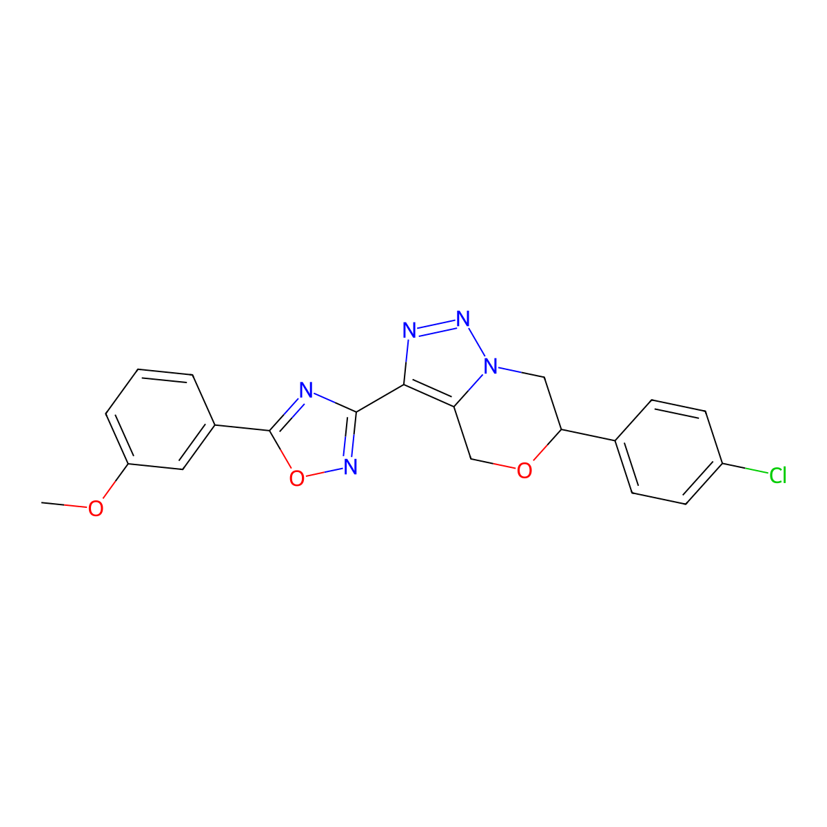 3-[6-(4-Chlorophenyl)-4H,6H,7H-[1,2,3]triazolo[4,3-C][1,4]oxazin-3-YL]-5-(3-methoxyphenyl)-1,2,4-oxadiazole molecular structure, CAS 1775442-42-6