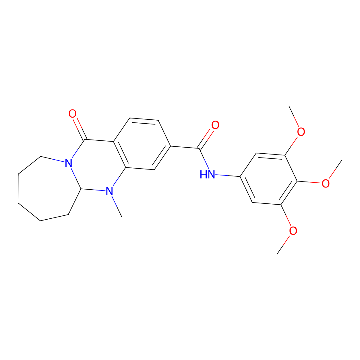 5-methyl-12-oxo-N-(3,4,5-trimethoxyphenyl)-5,5a,6,7,8,9,10,12-octahydroazepino[2,1-b]quinazoline-3-carboxamide molecular structure, CAS 1775442-93-7
