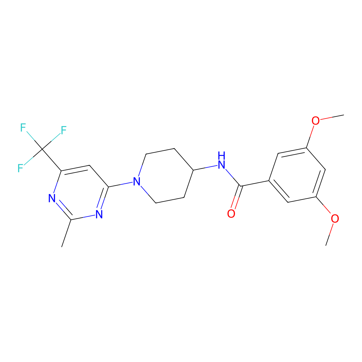 3,5-dimethoxy-N-{1-[2-methyl-6-(trifluoromethyl)pyrimidin-4-yl]piperidin-4-yl}benzamide molecular structure, CAS 1775443-36-1