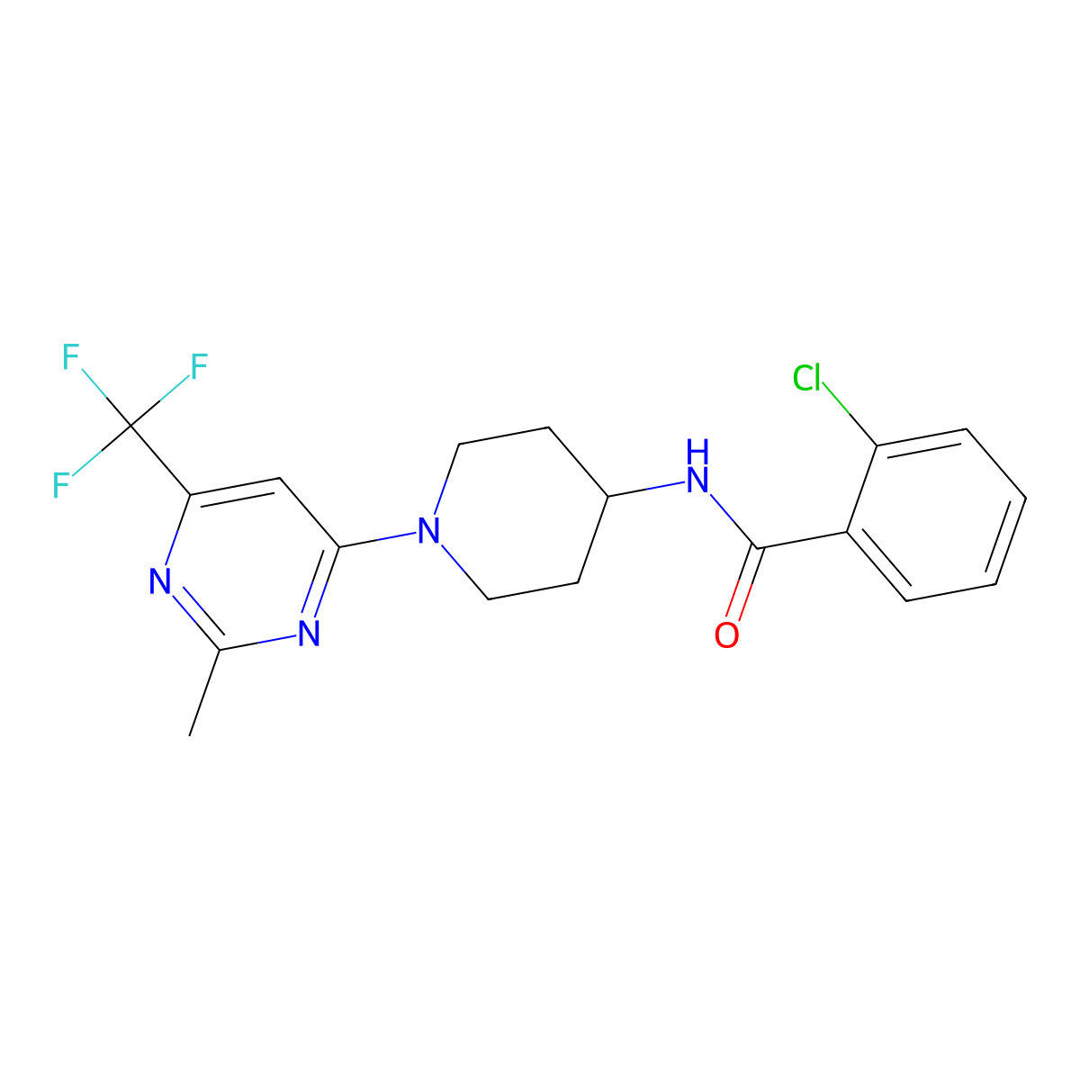2-chloro-N-{1-[2-methyl-6-(trifluoromethyl)pyrimidin-4-yl]piperidin-4-yl}benzamide molecular structure, CAS 1775443-48-5
