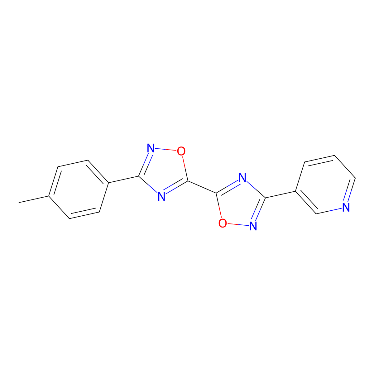 3-(4-Methylphenyl)-3'-pyridin-3-yl-5,5'-bi-1,2,4-oxadiazole molecular structure, CAS 1775443-94-1