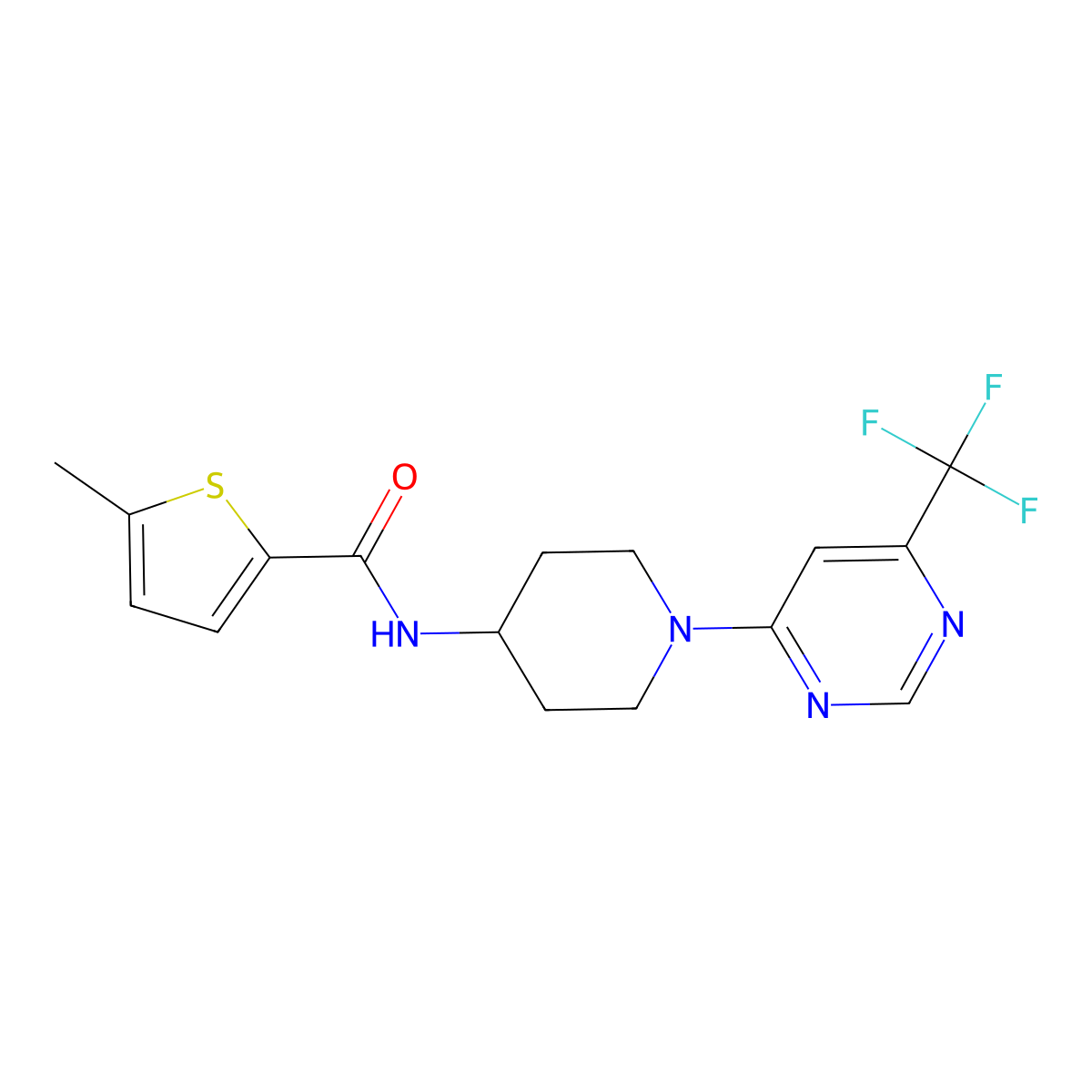 5-methyl-N-{1-[6-(trifluoromethyl)pyrimidin-4-yl]piperidin-4-yl}thiophene-2-carboxamide molecular structure, CAS 1775444-17-1