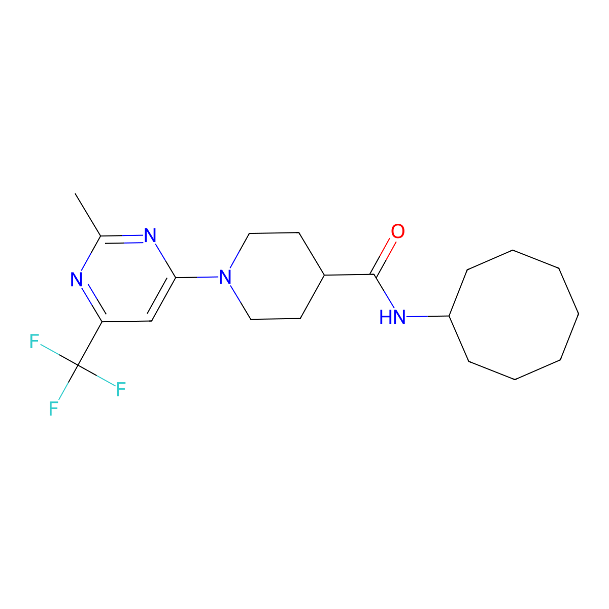 N-cyclooctyl-1-[2-methyl-6-(trifluoromethyl)pyrimidin-4-yl]piperidine-4-carboxamide molecular structure, CAS 1775444-23-9