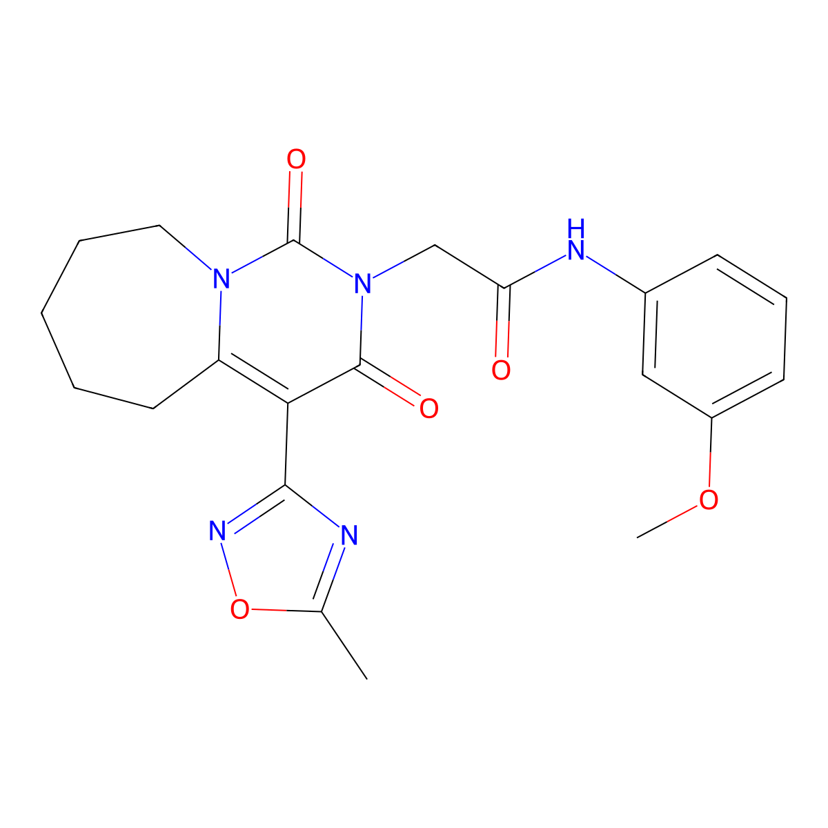 N-(3-methoxyphenyl)-2-[4-(5-methyl-1,2,4-oxadiazol-3-yl)-1,3-dioxo-3,5,6,7,8,9-hexahydropyrimido[1,6-a]azepin-2(1H)-yl]acetamide molecular structure, CAS 1775444-40-0