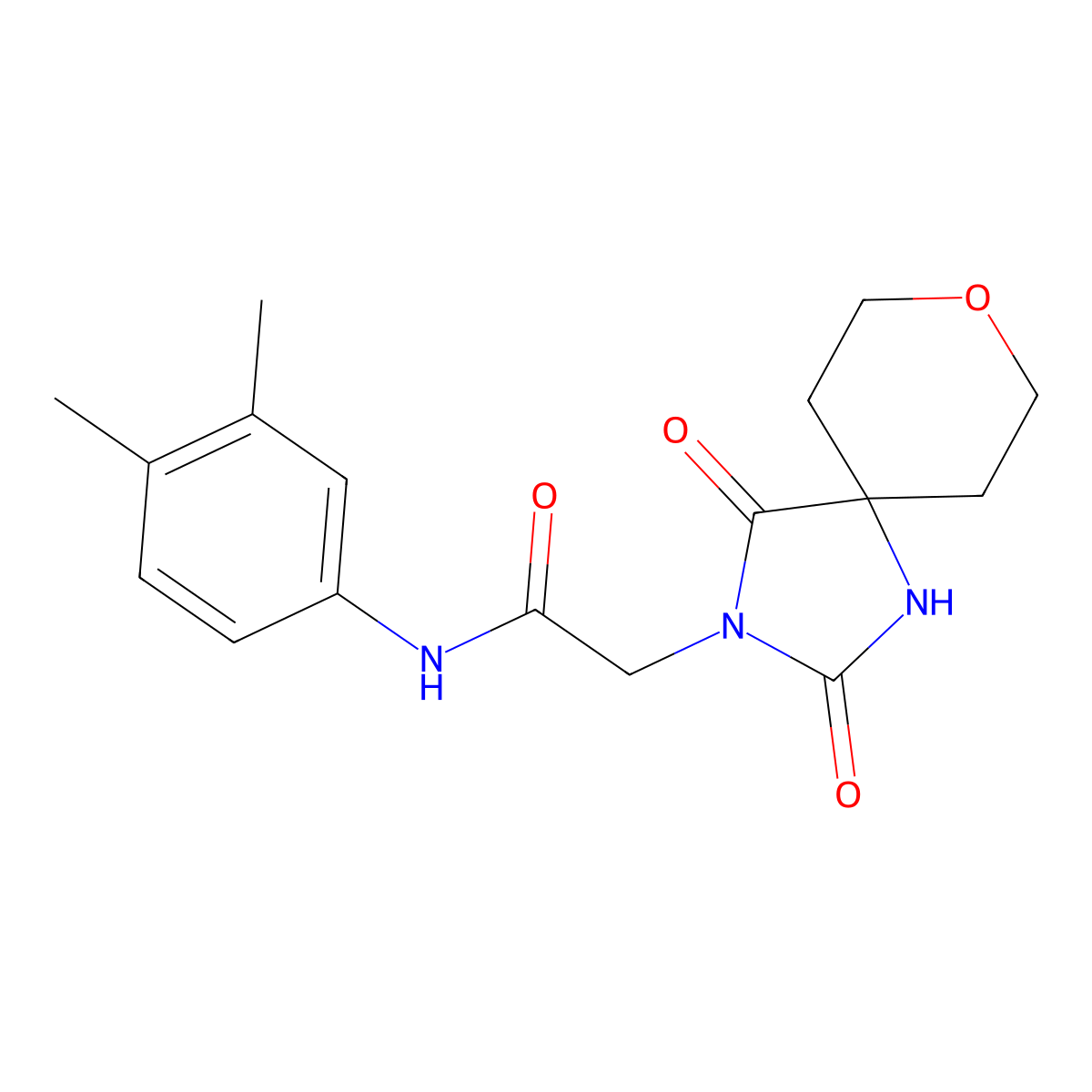 N-(3,4-dimethylphenyl)-2-(2,4-dioxo-8-oxa-1,3-diazaspiro[4.5]dec-3-yl)acetamide molecular structure, CAS 1775445-28-7