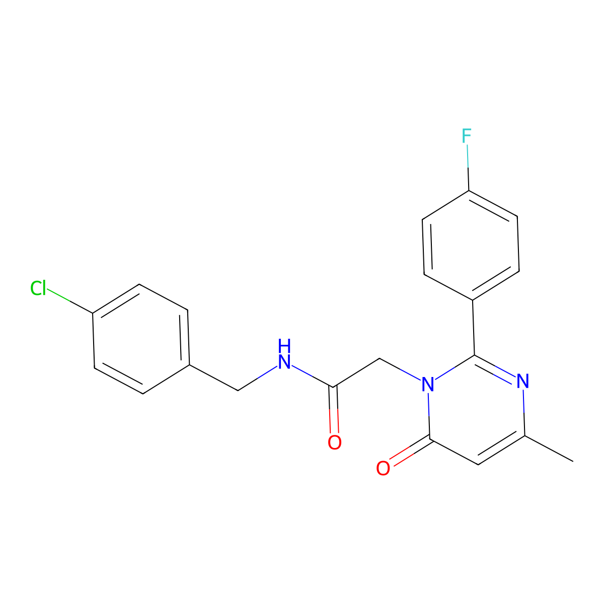 N-[(4-Chlorophenyl)methyl]-2-[2-(4-fluorophenyl)-4-methyl-6-oxo-1,6-dihydropyrimidin-1-YL]acetamide molecular structure, CAS 1775445-73-2