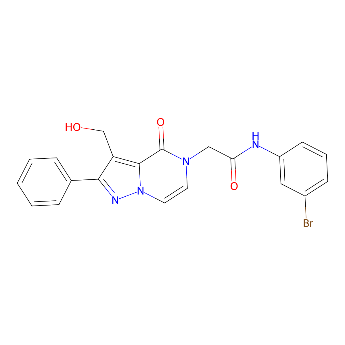 N-(3-Bromophenyl)-2-[3-(hydroxymethyl)-4-oxo-2-phenyl-4H,5H-pyrazolo[1,5-A]pyrazin-5-YL]acetamide molecular structure, CAS 1775447-76-1