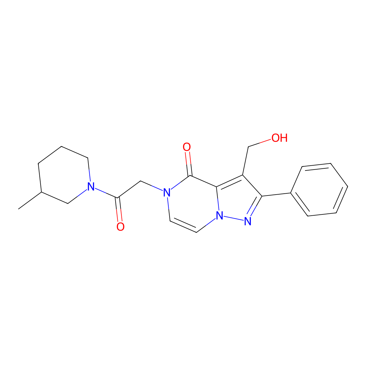 3-(Hydroxymethyl)-5-[2-(3-methylpiperidin-1-YL)-2-oxoethyl]-2-phenyl-4H,5H-pyrazolo[1,5-A]pyrazin-4-one molecular structure, CAS 1775447-79-4