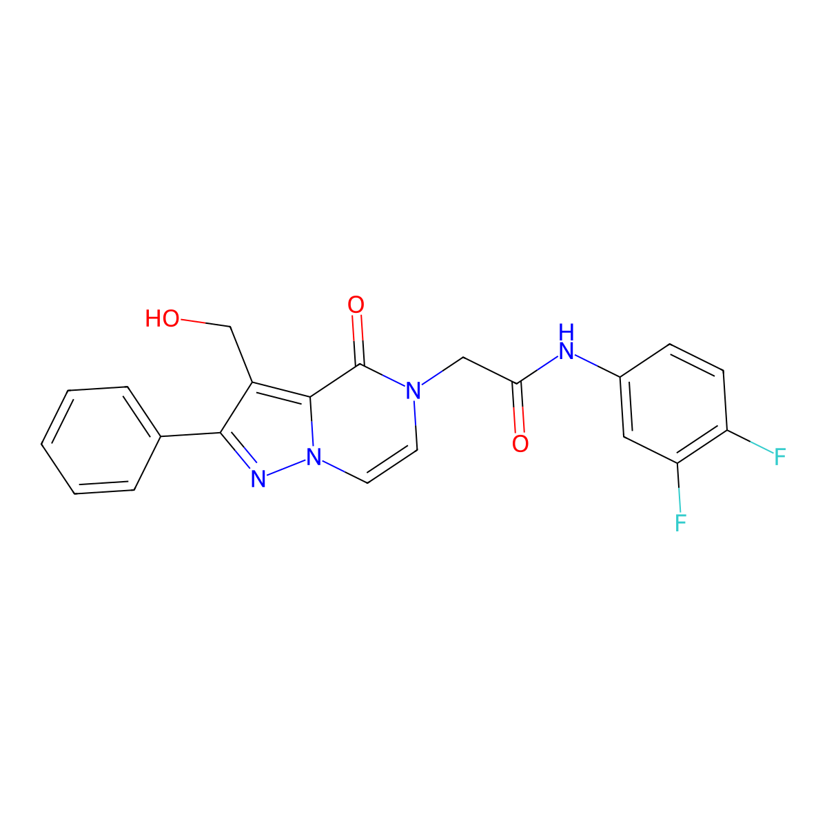 N-(3,4-Difluorophenyl)-2-[3-(hydroxymethyl)-4-oxo-2-phenyl-4H,5H-pyrazolo[1,5-A]pyrazin-5-YL]acetamide molecular structure, CAS 1775448-15-1