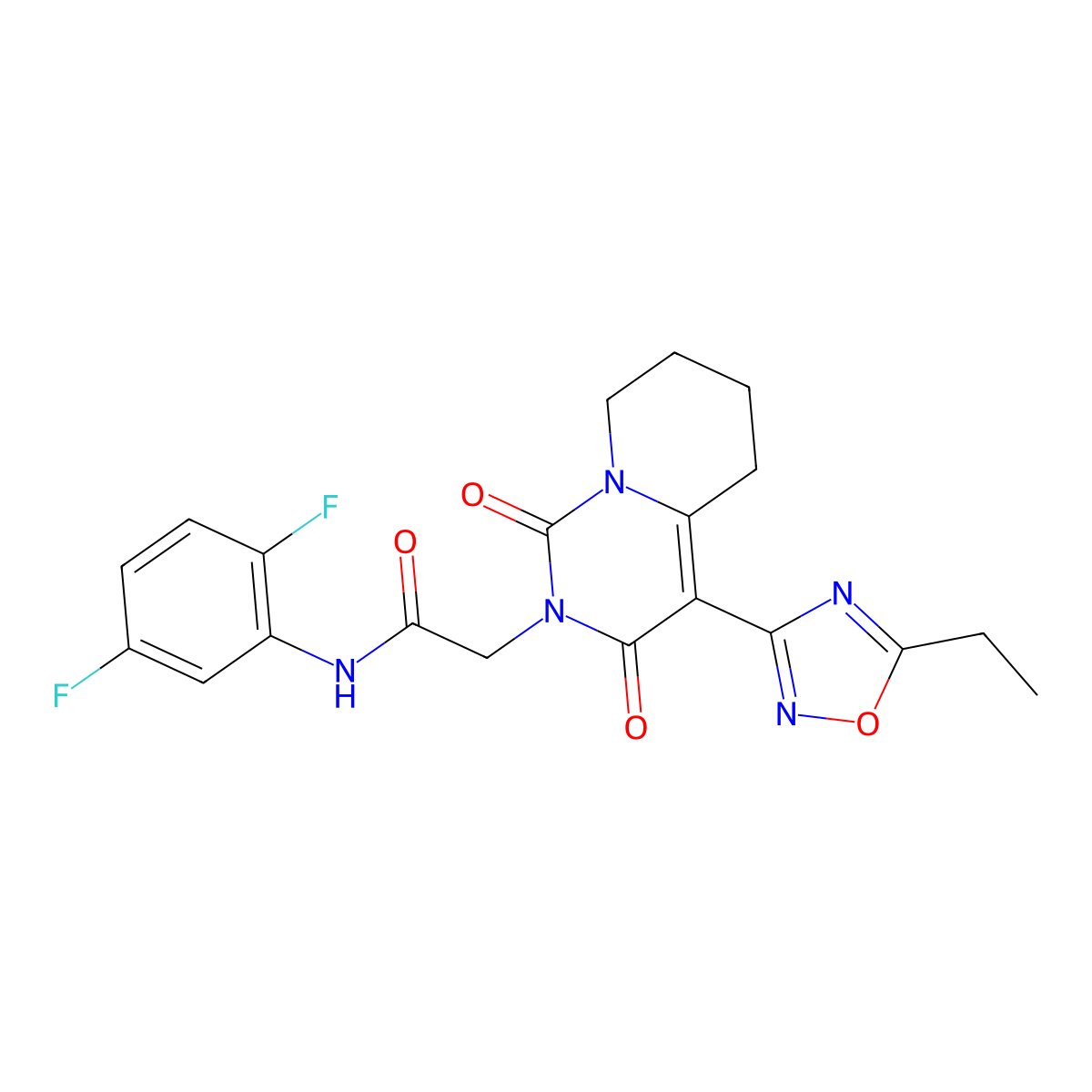 N-(2,5-difluorophenyl)-2-[4-(5-ethyl-1,2,4-oxadiazol-3-yl)-1,3-dioxo-5,6,7,8-tetrahydro-1H-pyrido[1,2-c]pyrimidin-2(3H)-yl]acetamide molecular structure, CAS 1775448-65-1