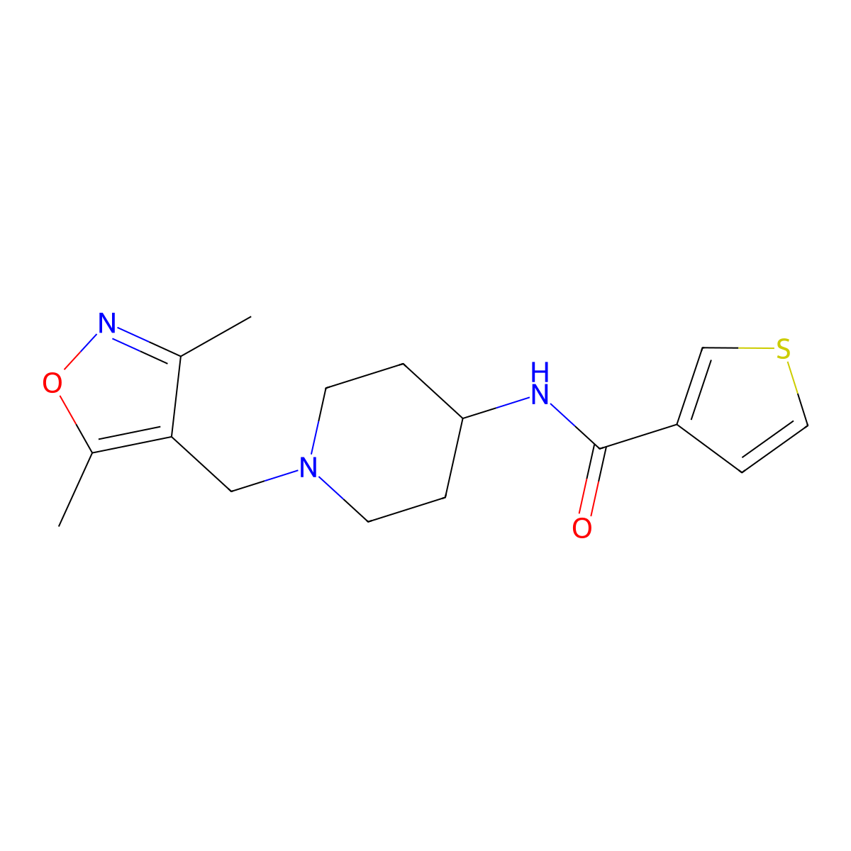 N-{1-[(3,5-Dimethyl-1,2-oxazol-4-YL)methyl]piperidin-4-YL}thiophene-3-carboxamide molecular structure, CAS 1775448-71-9