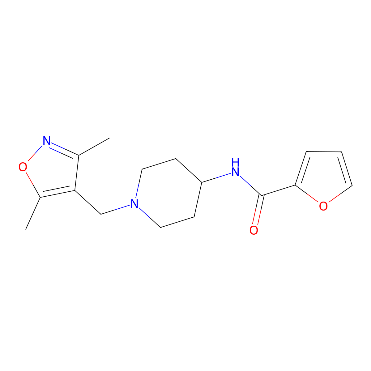 N-{1-[(3,5-Dimethyl-1,2-oxazol-4-YL)methyl]piperidin-4-YL}furan-2-carboxamide molecular structure, CAS 1775448-98-0