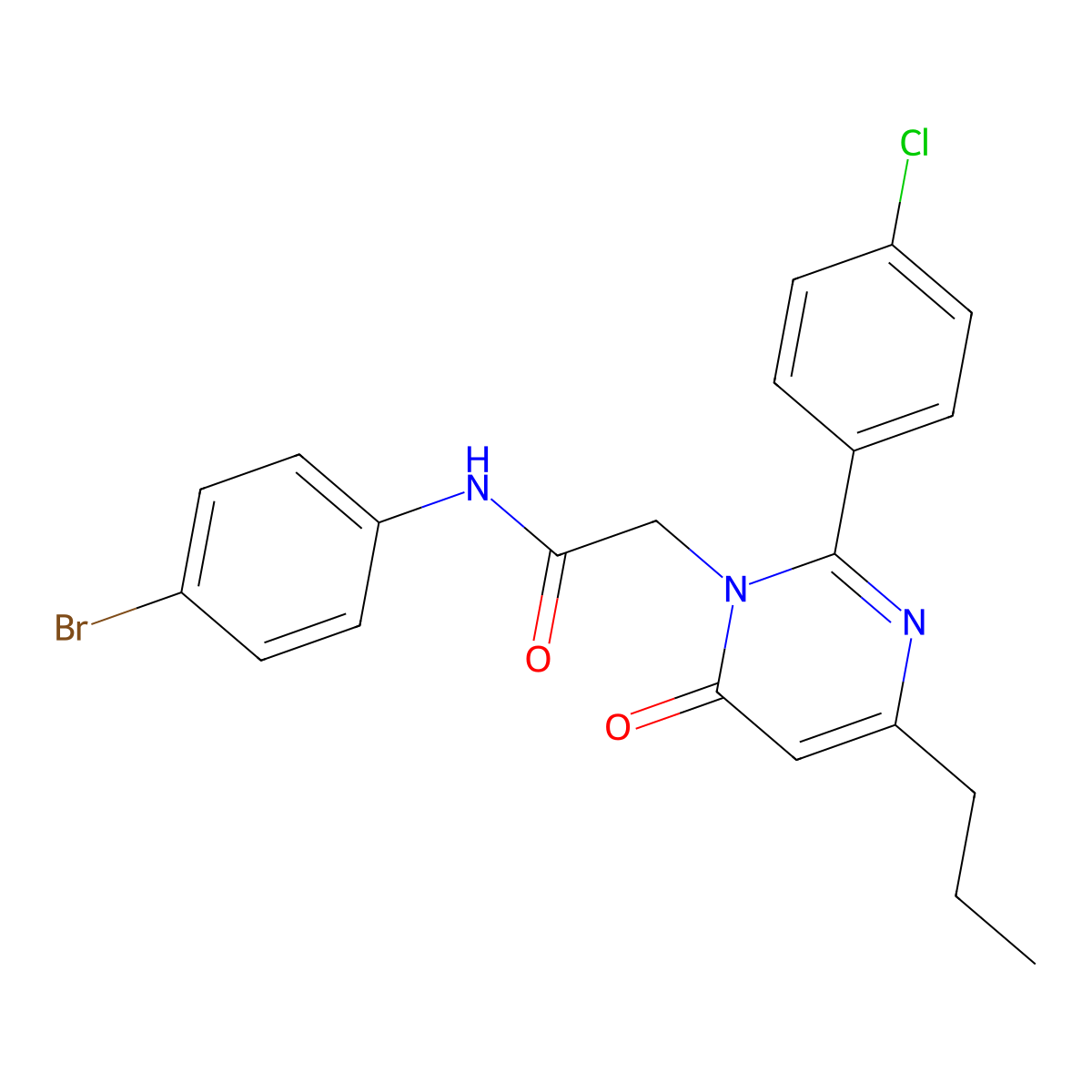 N-(4-Bromophenyl)-2-[2-(4-chlorophenyl)-6-oxo-4-propyl-1,6-dihydropyrimidin-1-YL]acetamide molecular structure, CAS 1775449-49-4