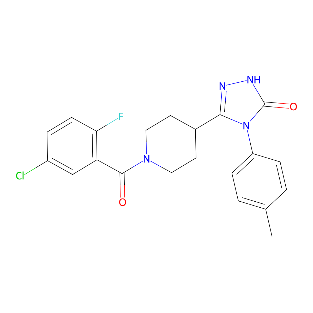 5-[1-(5-chloro-2-fluorobenzoyl)piperidin-4-yl]-4-(4-methylphenyl)-2,4-dihydro-3H-1,2,4-triazol-3-one molecular structure, CAS 1775450-81-1