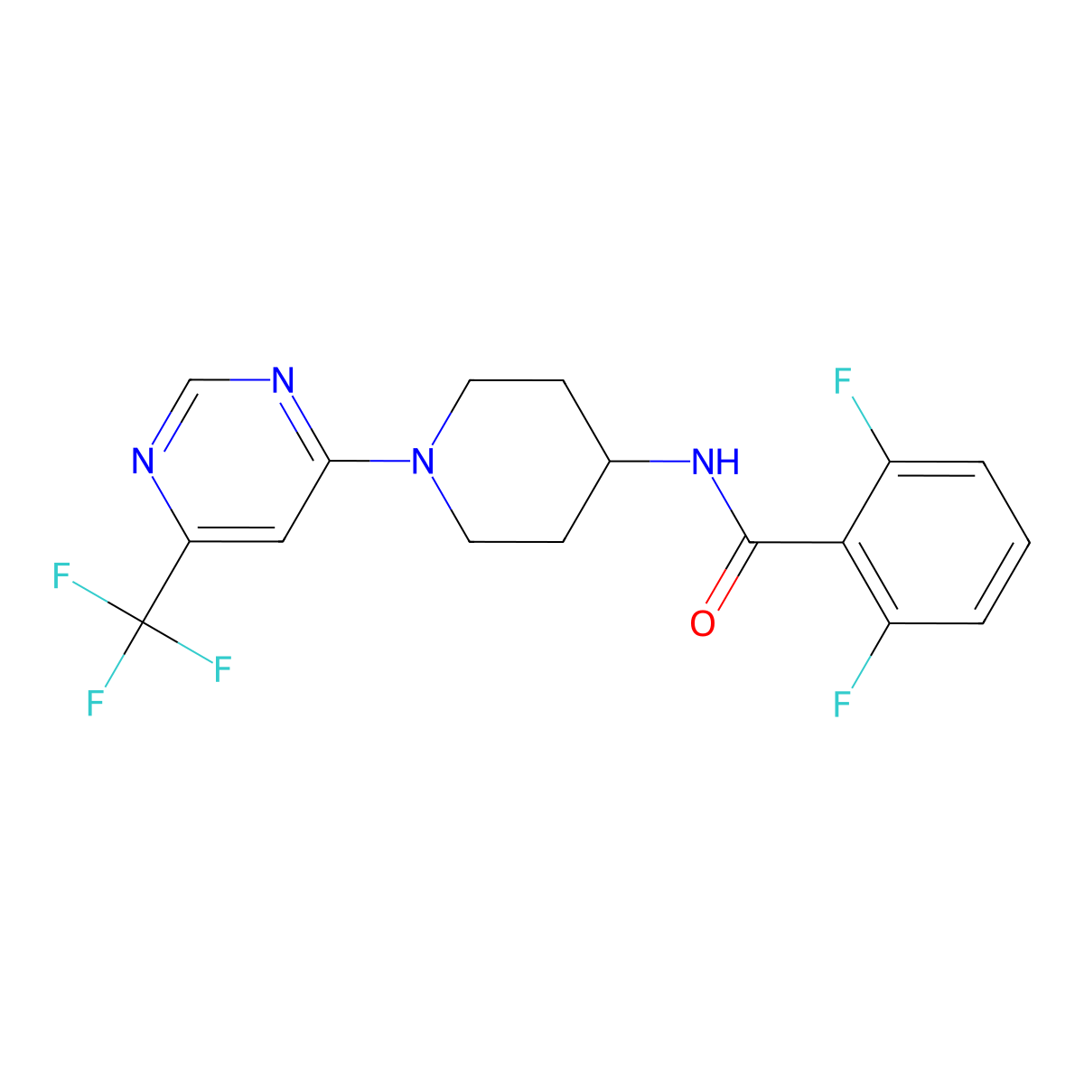 2,6-difluoro-N-{1-[6-(trifluoromethyl)pyrimidin-4-yl]piperidin-4-yl}benzamide molecular structure, CAS 1775450-91-3