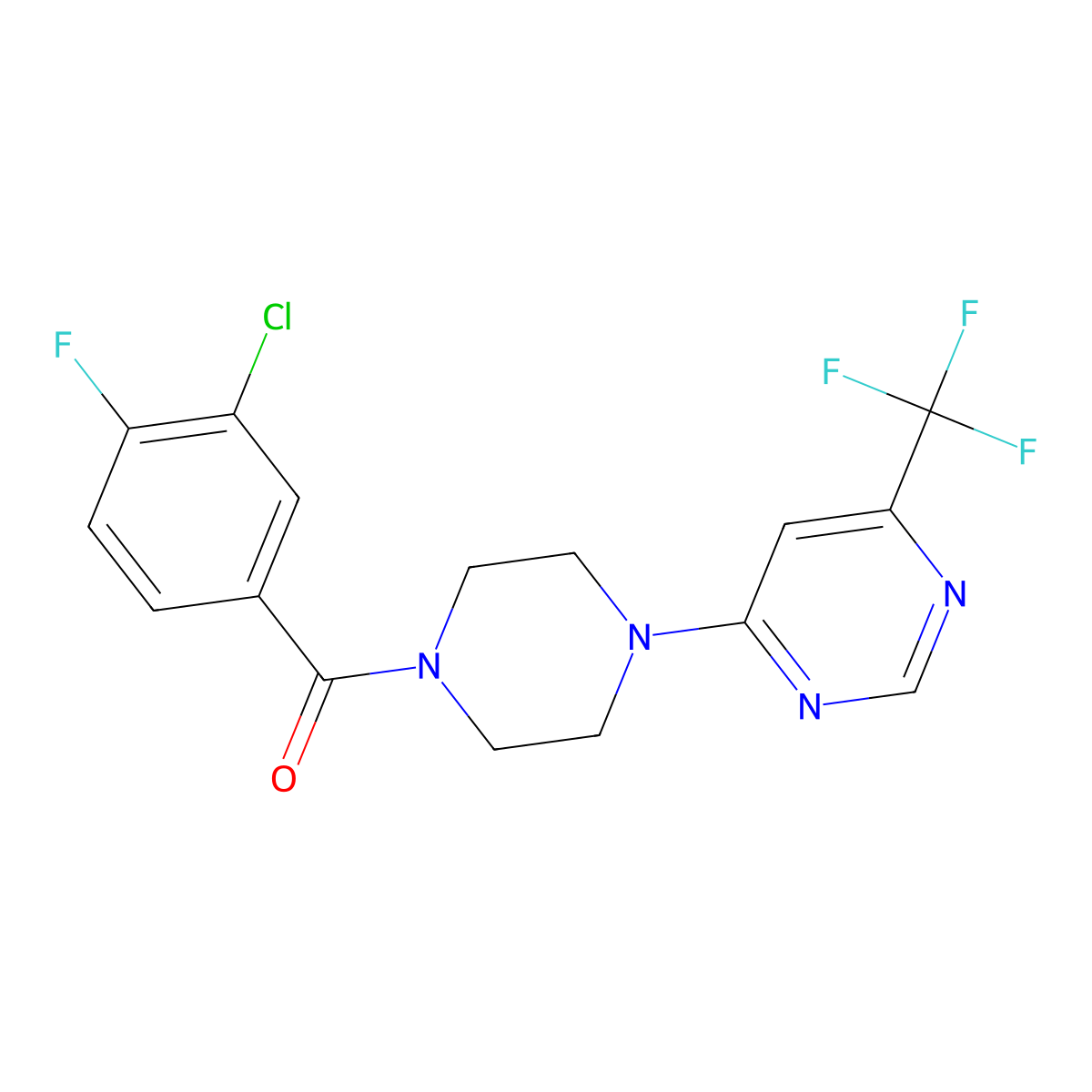 4-[4-(3-Chloro-4-fluorobenzoyl)piperazin-1-yl]-6-(trifluoromethyl)pyrimidine molecular structure, CAS 1775451-02-9