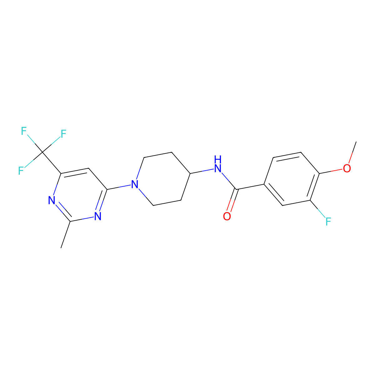 3-fluoro-4-methoxy-N-{1-[2-methyl-6-(trifluoromethyl)pyrimidin-4-yl]piperidin-4-yl}benzamide molecular structure, CAS 1775451-13-2