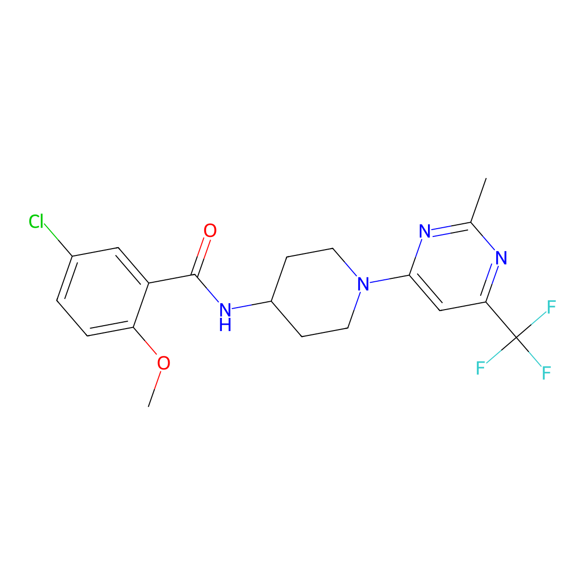 5-chloro-2-methoxy-N-{1-[2-methyl-6-(trifluoromethyl)pyrimidin-4-yl]piperidin-4-yl}benzamide molecular structure, CAS 1775451-54-1