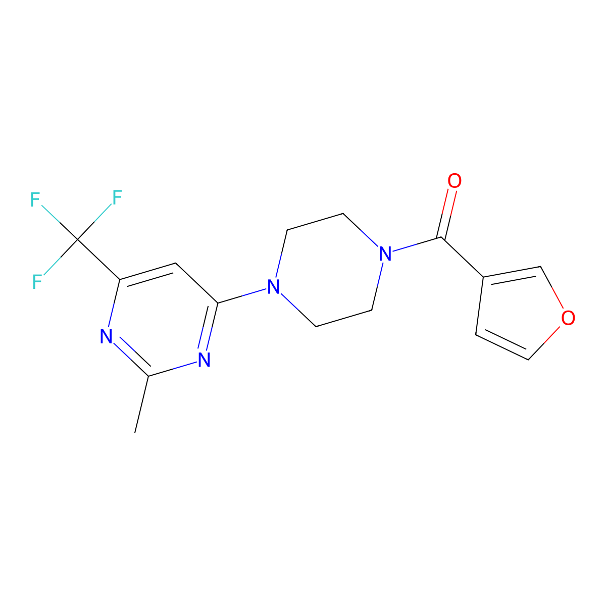 4-[4-(Furan-3-carbonyl)piperazin-1-YL]-2-methyl-6-(trifluoromethyl)pyrimidine molecular structure, CAS 1775451-69-8
