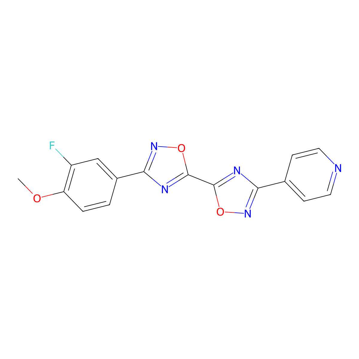 3-(3-Fluoro-4-methoxyphenyl)-3'-pyridin-4-yl-5,5'-bi-1,2,4-oxadiazole molecular structure, CAS 1775451-96-1