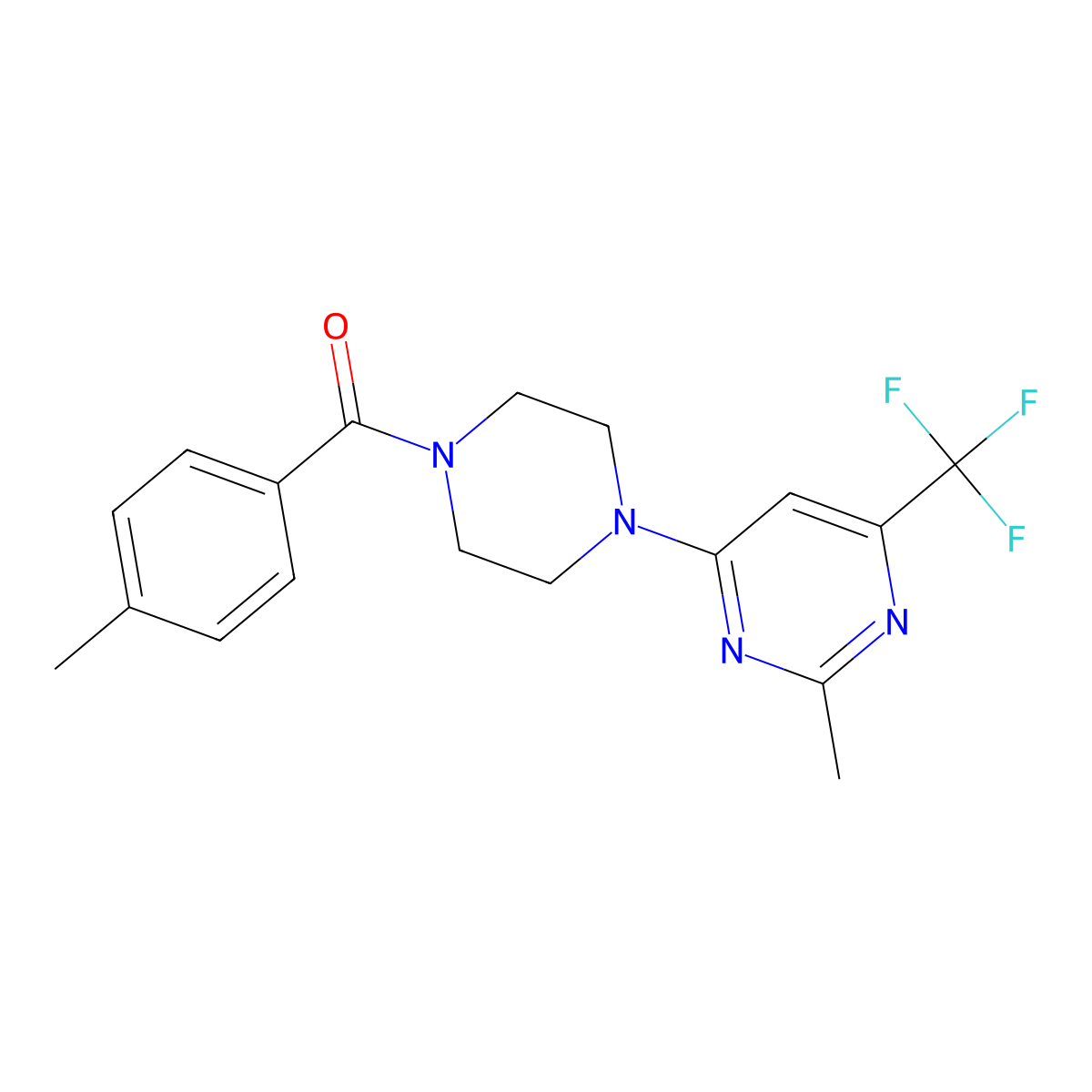 2-Methyl-4-[4-(4-methylbenzoyl)piperazin-1-yl]-6-(trifluoromethyl)pyrimidine molecular structure, CAS 1775451-97-2