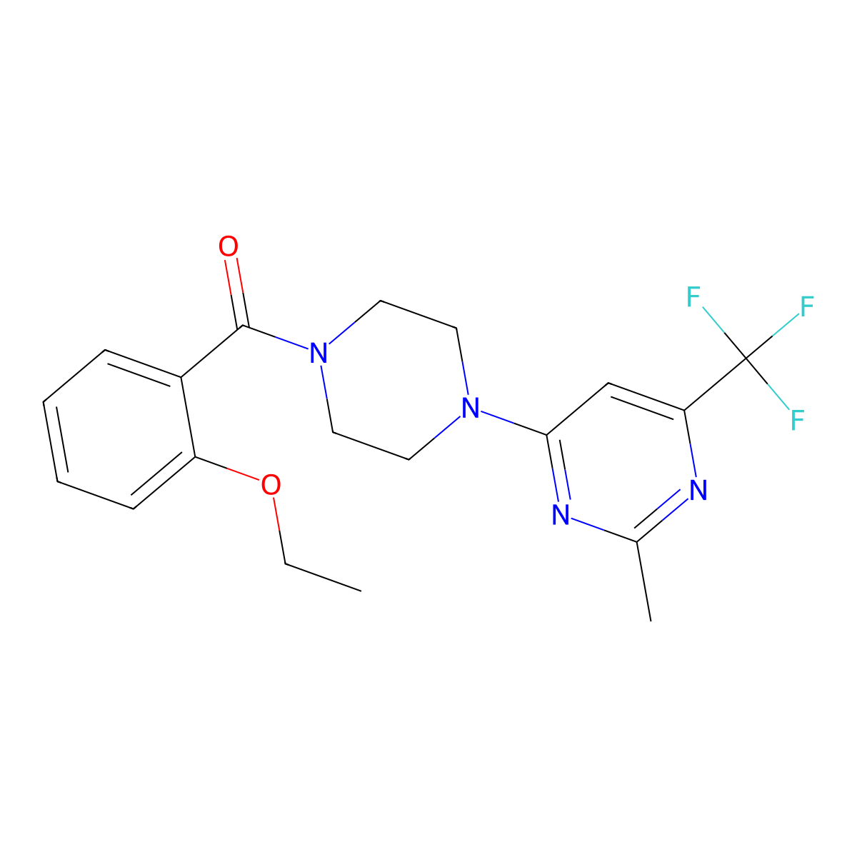 4-[4-(2-Ethoxybenzoyl)piperazin-1-yl]-2-methyl-6-(trifluoromethyl)pyrimidine molecular structure, CAS 1775452-00-0
