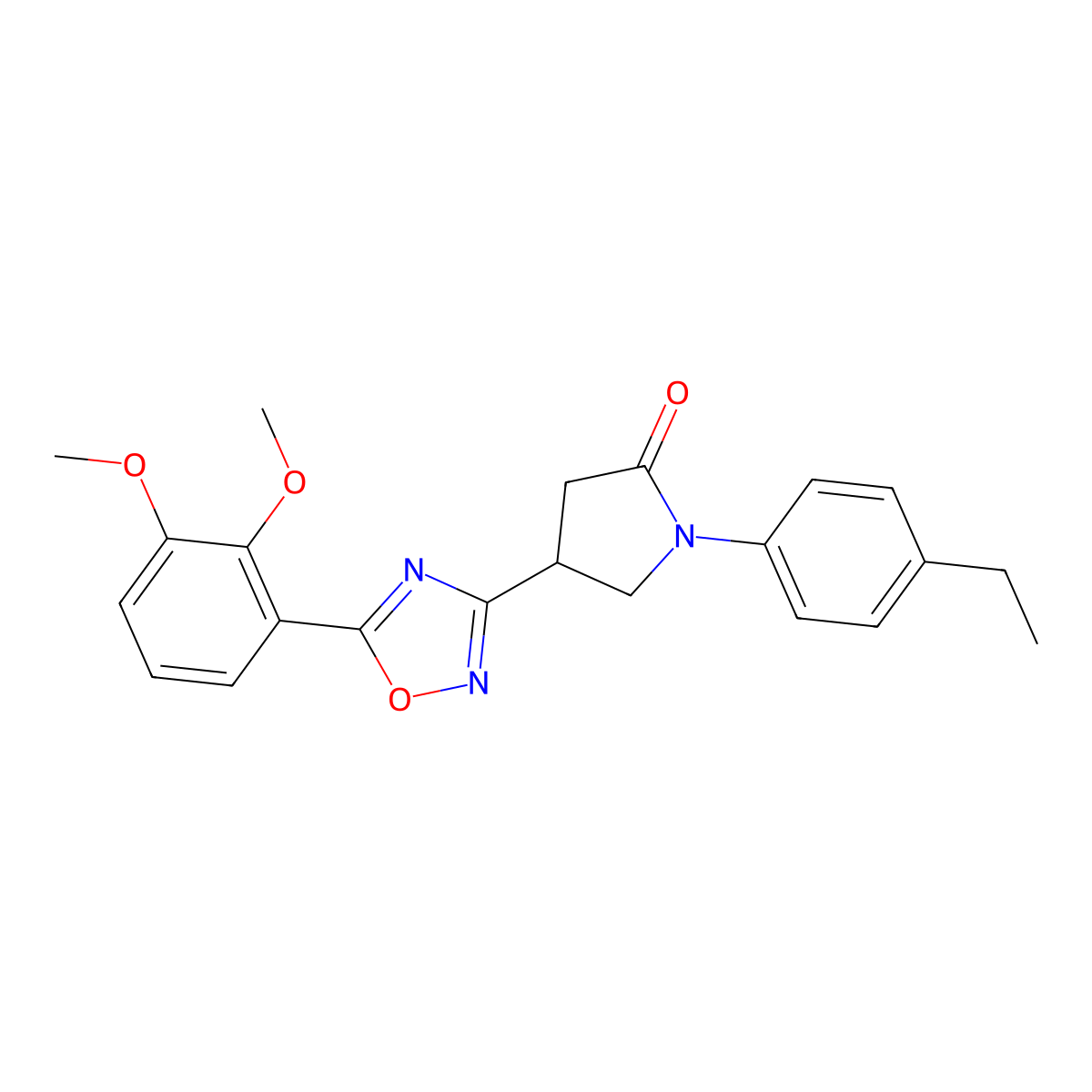 4-[5-(2,3-Dimethoxyphenyl)-1,2,4-oxadiazol-3-yl]-1-(4-ethylphenyl)pyrrolidin-2-one molecular structure, CAS 1775452-17-9