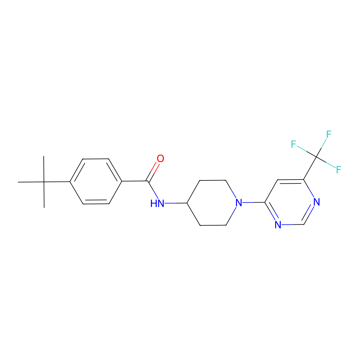 4-tert-butyl-N-{1-[6-(trifluoromethyl)pyrimidin-4-yl]piperidin-4-yl}benzamide molecular structure, CAS 1775452-45-3