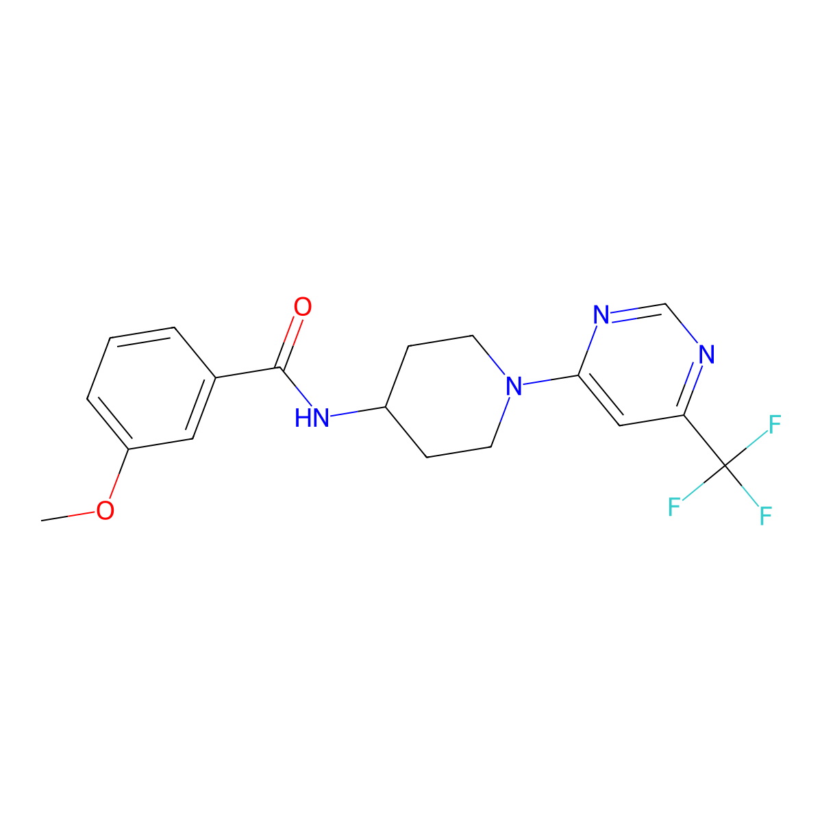 3-methoxy-N-{1-[6-(trifluoromethyl)pyrimidin-4-yl]piperidin-4-yl}benzamide molecular structure, CAS 1775452-54-4