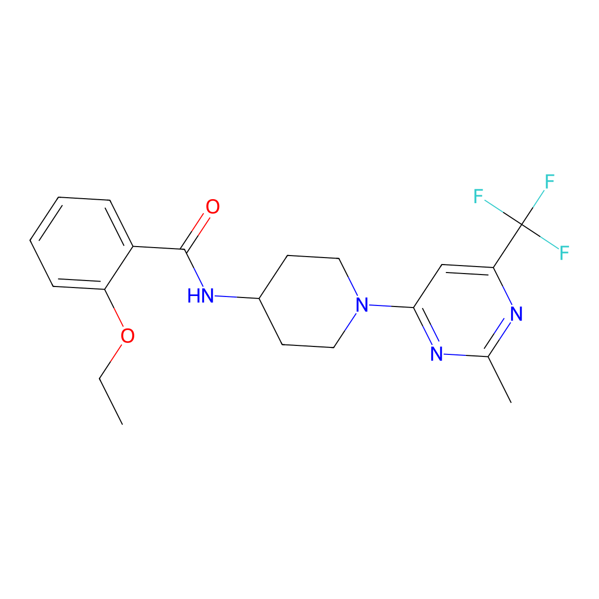 2-ethoxy-N-{1-[2-methyl-6-(trifluoromethyl)pyrimidin-4-yl]piperidin-4-yl}benzamide molecular structure, CAS 1775452-91-9