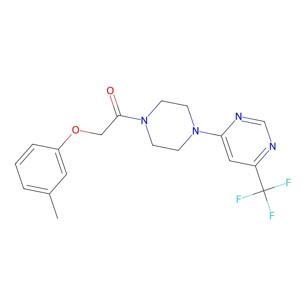 4-{4-[(3-Methylphenoxy)acetyl]piperazin-1-yl}-6-(trifluoromethyl)pyrimidine molecular structure, CAS 1775453-37-6