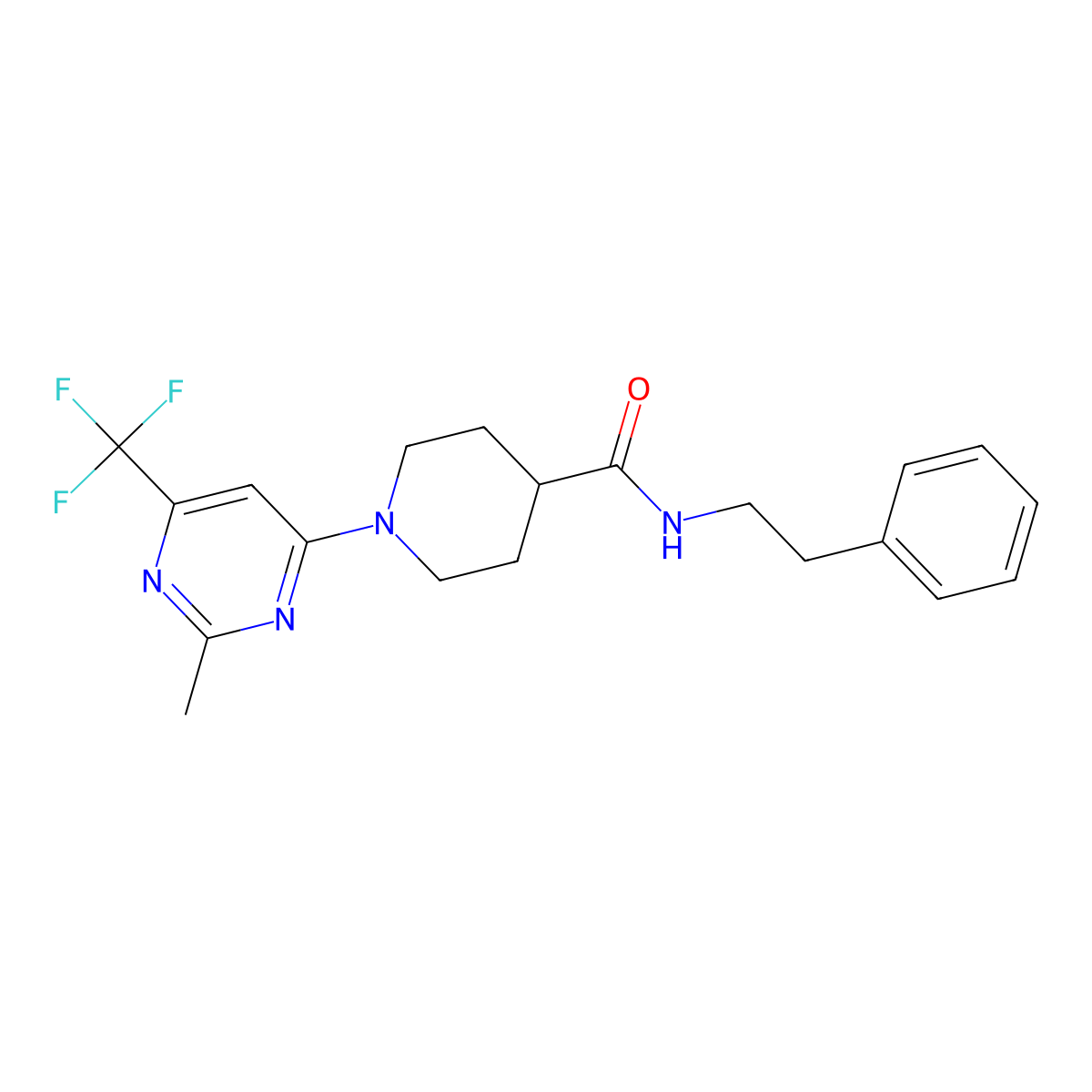1-[2-methyl-6-(trifluoromethyl)pyrimidin-4-yl]-N-(2-phenylethyl)piperidine-4-carboxamide molecular structure, CAS 1775453-67-2