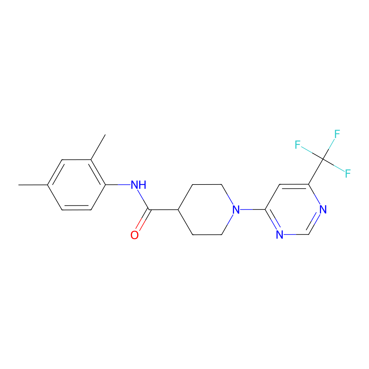 N-(2,4-dimethylphenyl)-1-[6-(trifluoromethyl)pyrimidin-4-yl]piperidine-4-carboxamide molecular structure, CAS 1775453-84-3
