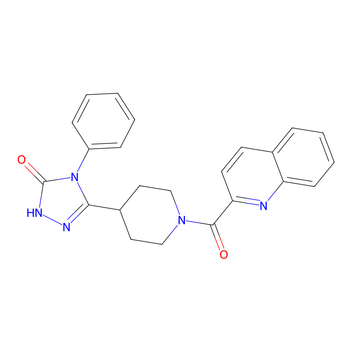 4-phenyl-5-[1-(quinolin-2-ylcarbonyl)piperidin-4-yl]-2,4-dihydro-3H-1,2,4-triazol-3-one molecular structure, CAS 1775453-90-1