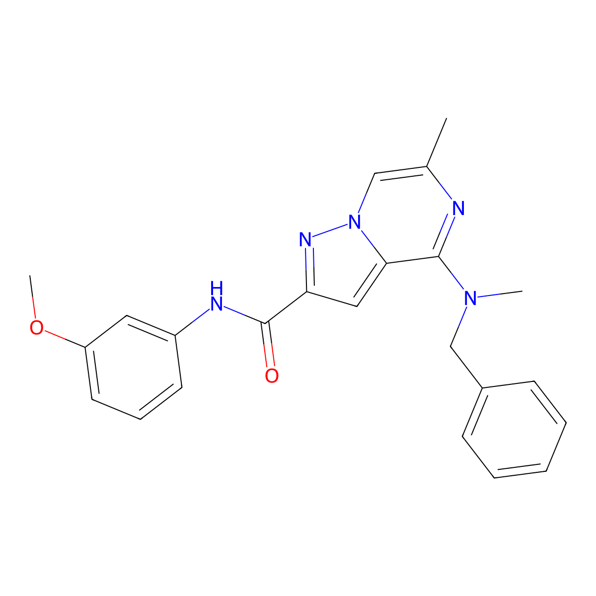 4-[benzyl(methyl)amino]-N-(3-methoxyphenyl)-6-methylpyrazolo[1,5-a]pyrazine-2-carboxamide molecular structure, CAS 1775454-23-3