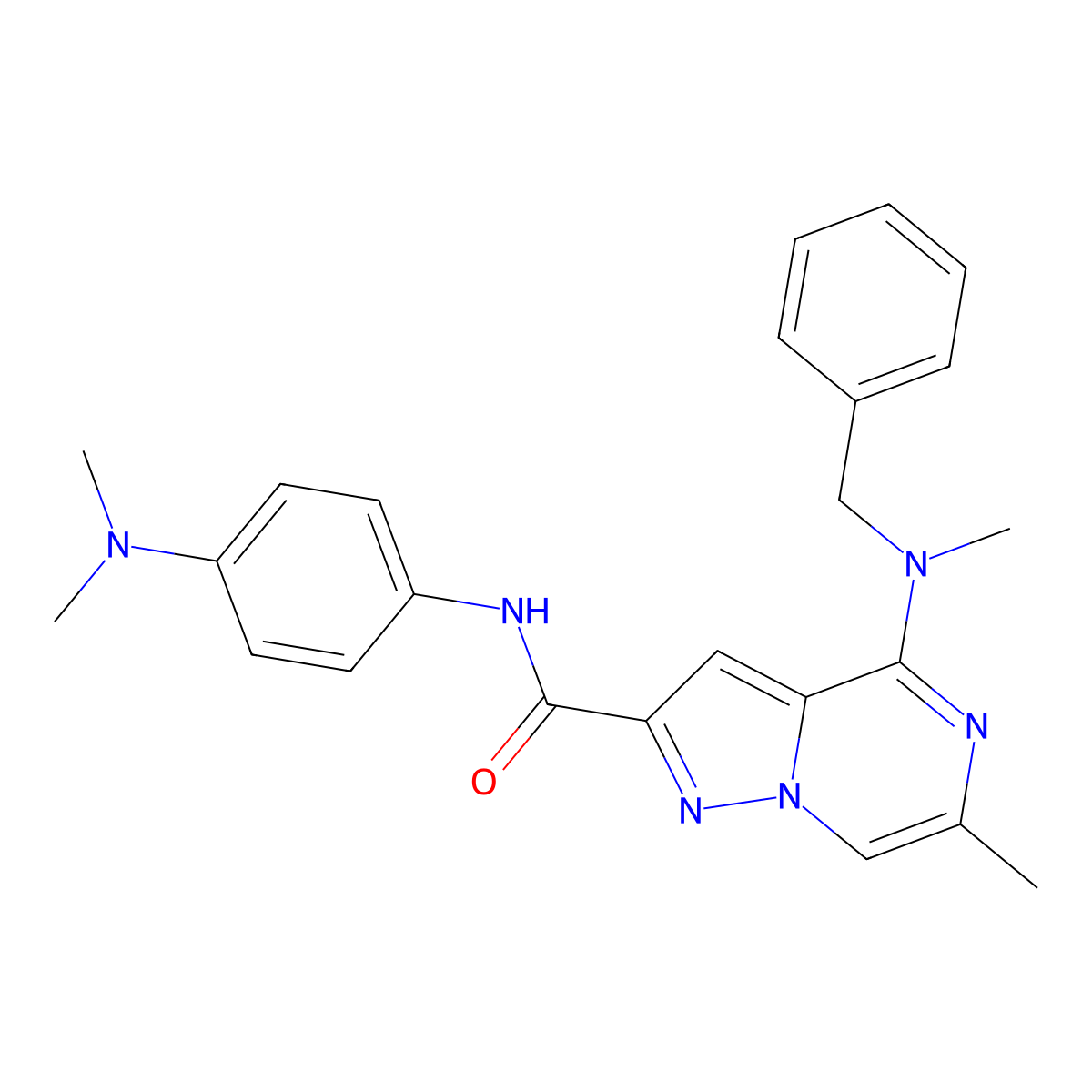 4-[benzyl(methyl)amino]-N-[4-(dimethylamino)phenyl]-6-methylpyrazolo[1,5-a]pyrazine-2-carboxamide molecular structure, CAS 1775454-35-7