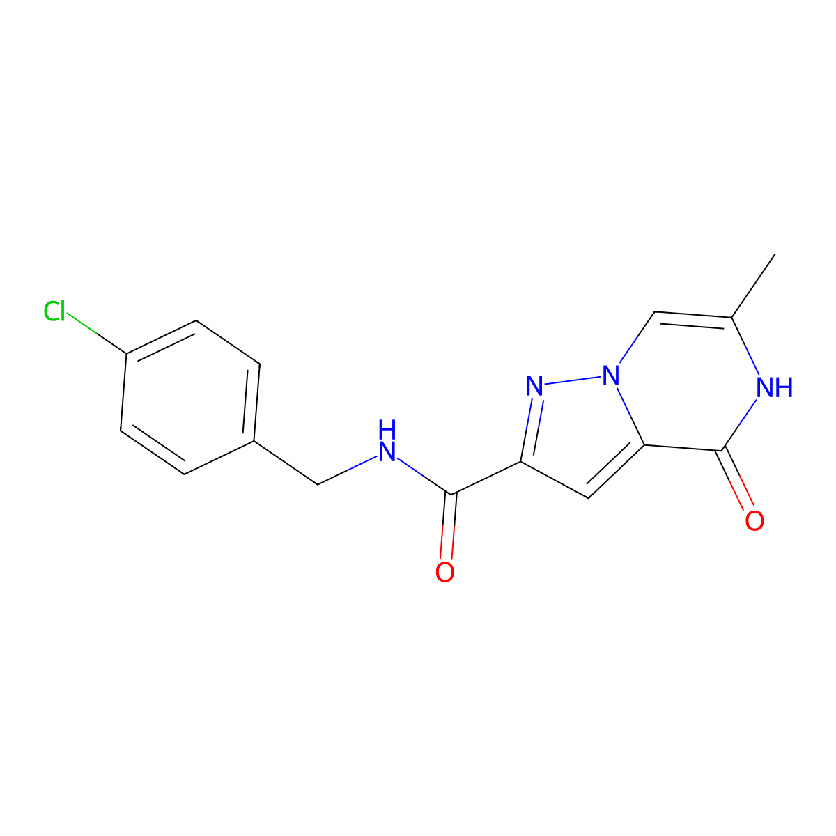 N-(4-chlorobenzyl)-6-methyl-4-oxo-4,5-dihydropyrazolo[1,5-a]pyrazine-2-carboxamide molecular structure, CAS 1775454-70-0