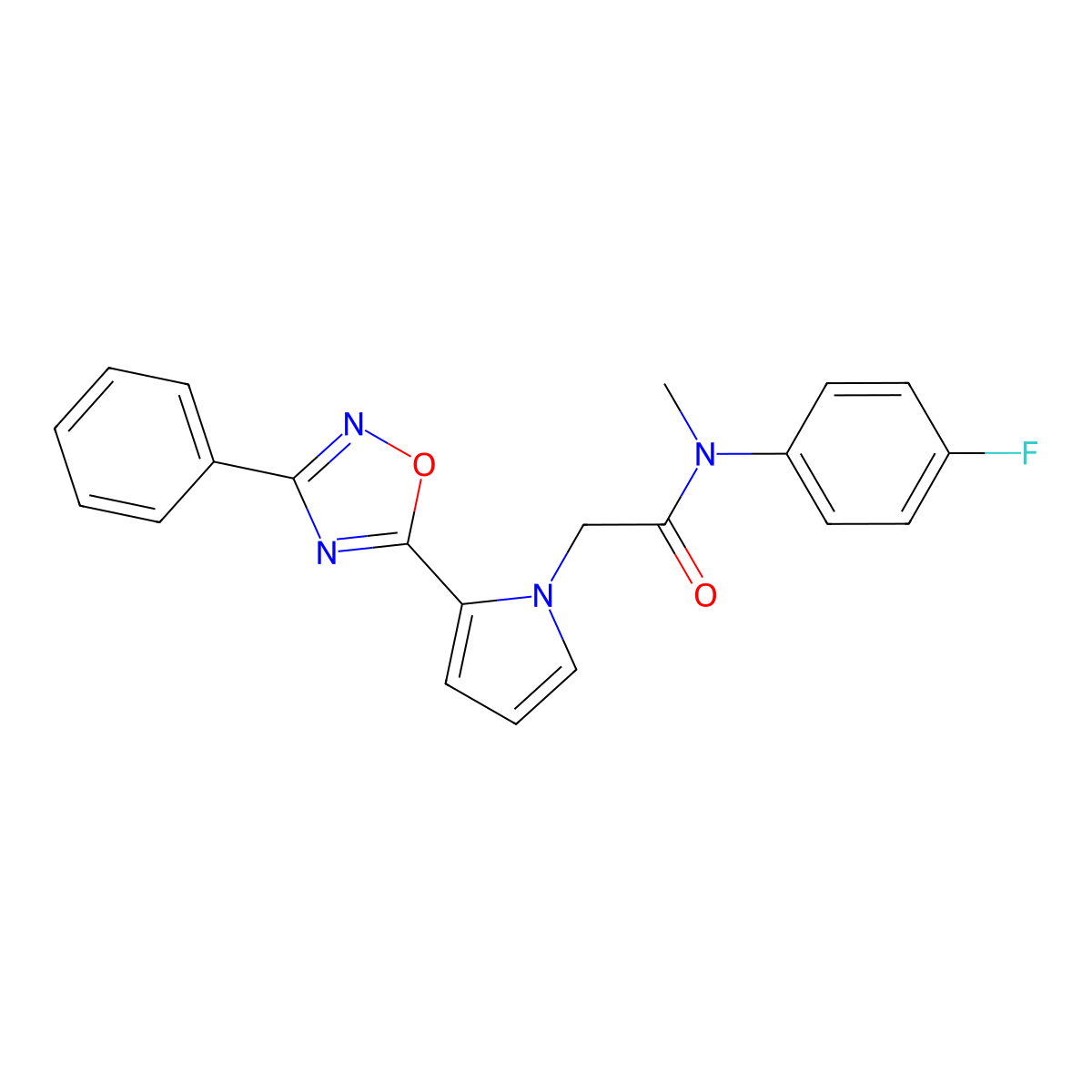 N-(4-fluorophenyl)-N-methyl-2-[2-(3-phenyl-1,2,4-oxadiazol-5-yl)-1H-pyrrol-1-yl]acetamide molecular structure, CAS 1775455-14-5
