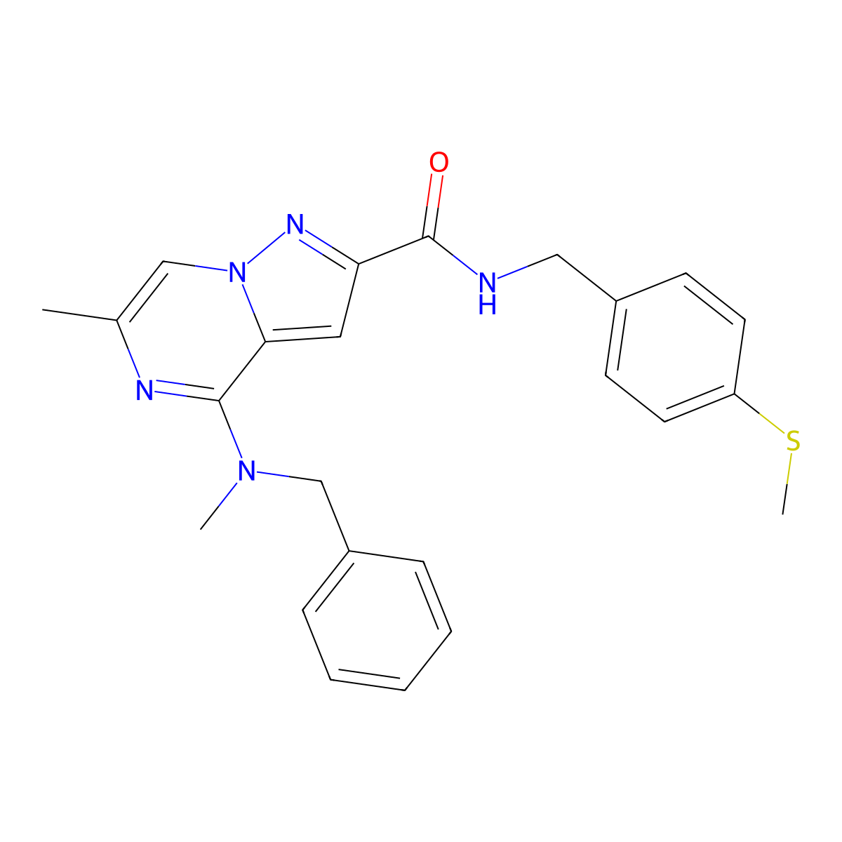 4-[benzyl(methyl)amino]-6-methyl-N-{[4-(methylsulfanyl)phenyl]methyl}pyrazolo[1,5-a]pyrazine-2-carboxamide molecular structure, CAS 1775455-16-7
