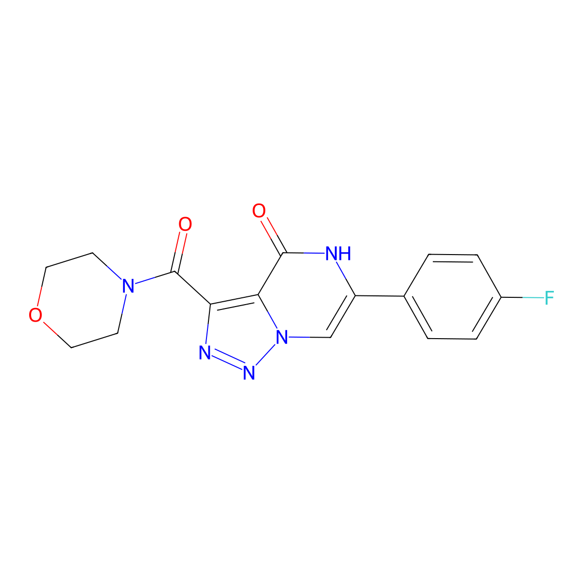 6-(4-fluorophenyl)-3-(morpholin-4-ylcarbonyl)[1,2,3]triazolo[1,5-a]pyrazin-4(5H)-one molecular structure, CAS 1775455-29-2