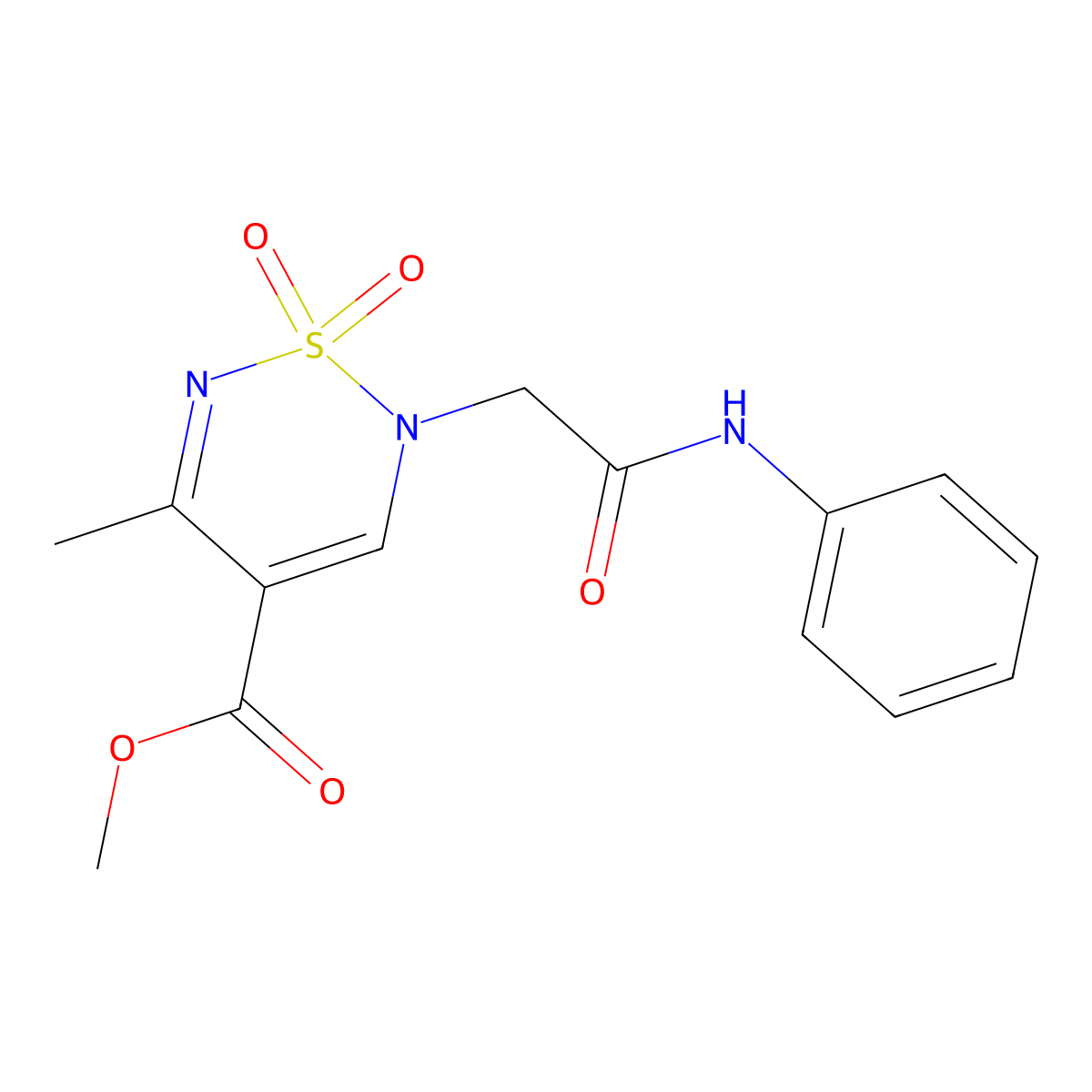 Methyl 2-(2-anilino-2-oxoethyl)-5-methyl-1,1-dioxo-1,2-dihydro-1,2,6-thiadiazine-4-carboxylate molecular structure, CAS 1775455-36-1